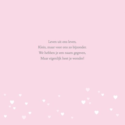 Geboortekaartje zwaantje roze hartjes 2