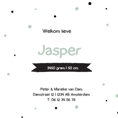 Geboortekaartje zwarte stippen 3