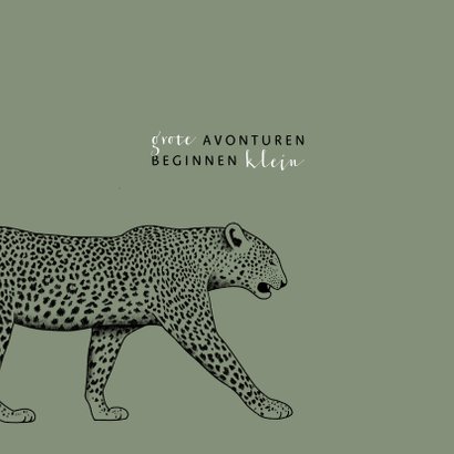 Geboortekaartje zwart/wit leopard met spetters 2