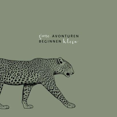 Geboortekaartje zwart/wit leopard met spetters 2