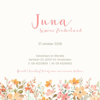 Geboortekaartjes - Beertje met bloemen meisje 3