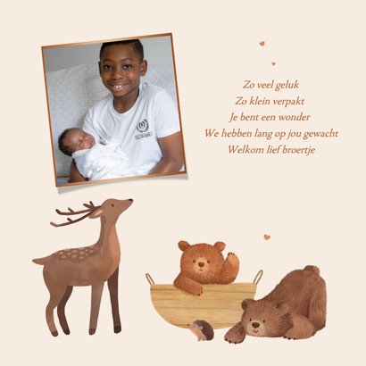 Geboortekaartjes bosdieren herfst wiegje illustratie 2