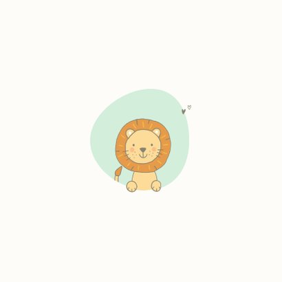 Geboortekaartjes - Leeuw met mint vlek en hartjes Achterkant
