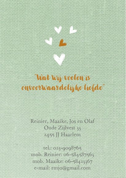 Geboren linnen aquarel grijsgroen hartjes 2