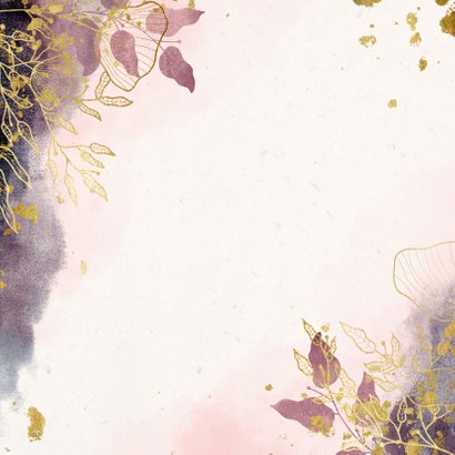 Geburtskarte botanisch Aquarelloptik rosé Rückseite