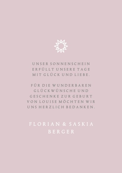Geburtskarte / Dankeskarte altrosa Fotocollage grafisch 3