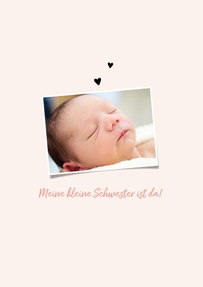 Geburtskarte Giraffen-Geschwister rosé Foto innen 2