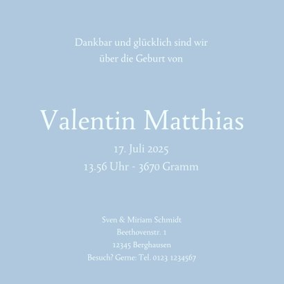 Geburtskarte klassisch blaue Karos & Fotos 3