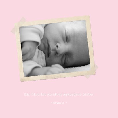 Geburtskarte klassische Streifen rosa mit Fotos 2