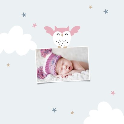 Geburtskarte kleine Schwester Eulen Foto innen 2