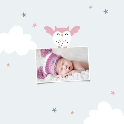 Geburtskarte kleine Schwester Eulen Foto innen 2