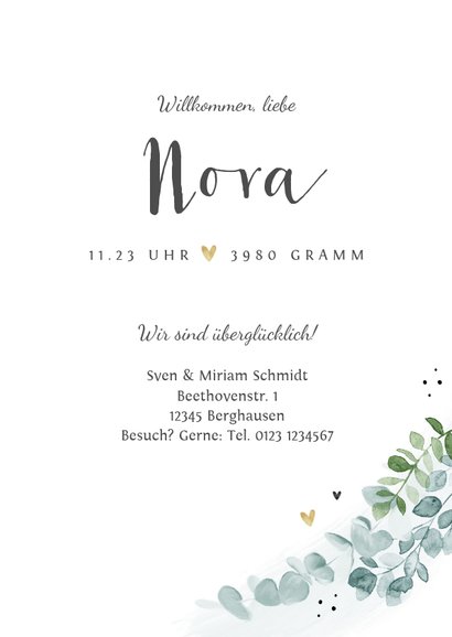 Geburtskarte mit Foto in Kranz botanisch 3