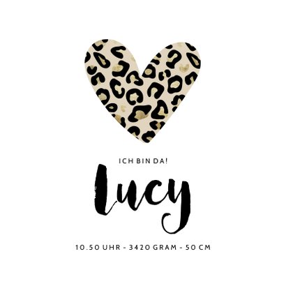 Geburtskarte mit Herz aus Leopardenprint 3