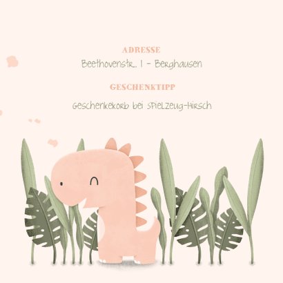 Geburtstagseinladung Dinosaurier-Mädchen mit Foto 2