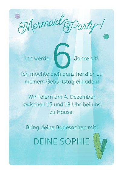 Geburtstagseinladung Mermaid Party 3