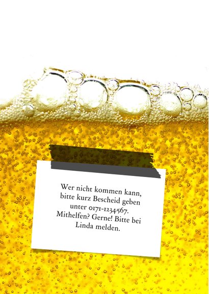 Geburtstagseinladung Porträt auf Bier 2