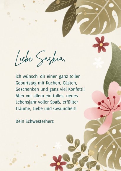 Geburtstagskarte Blätter und Blüten 3