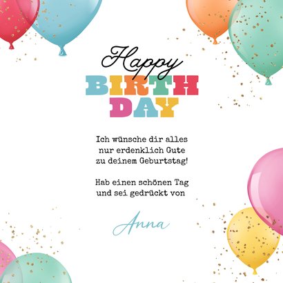 Geburtstagskarte bunte Luftballons & Konfetti 3