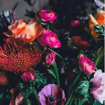Gefeliciteerd bloemen paars oranje roze 2