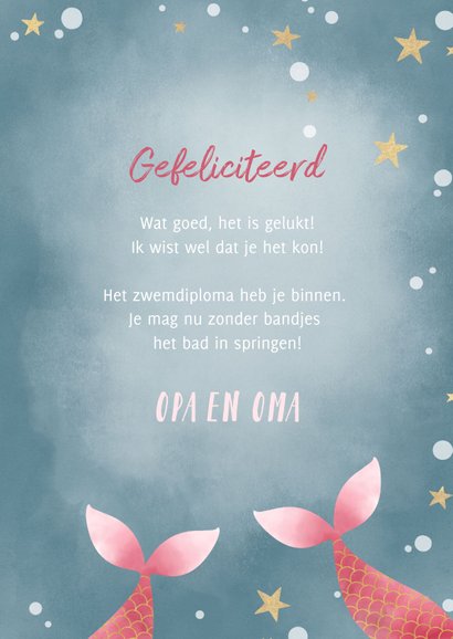 Gefeliciteerd geslaagd voor je zwemdiploma met zeemeermin 3