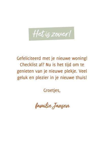 Gefeliciteerd nieuwe woning kaart verhuischecklist 3