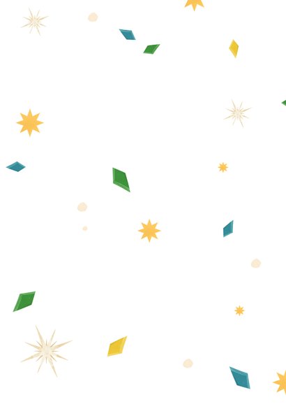 Geïllustreerde nieuwjaarskaart champagne sterren confetti Achterkant