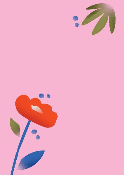 Geïllustreerde verjaardagskaart met vrolijke bloemen 2