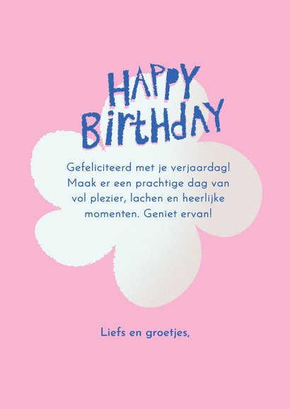 Geïllustreerde verjaardagskaart met vrolijke bloemen 3
