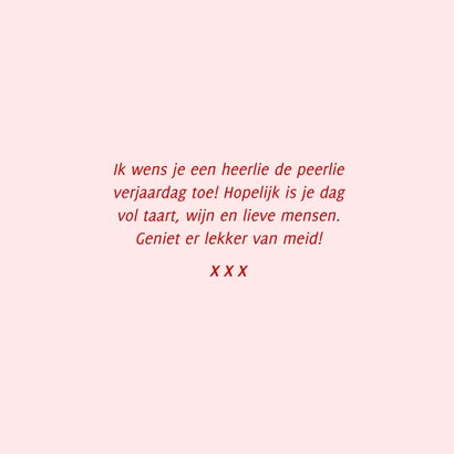 Geinige roze verjaardagskaart heerlie de peerlie 3