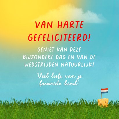 Gele verjaardagskaart met fluitje 3