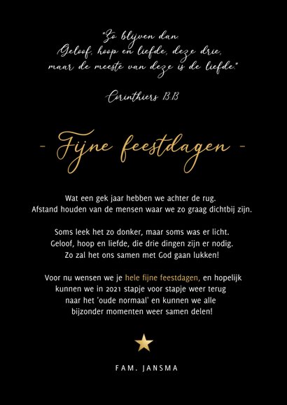 Geloof, hoop & liefde - Christelijke nieuwjaarskaart Corona 3