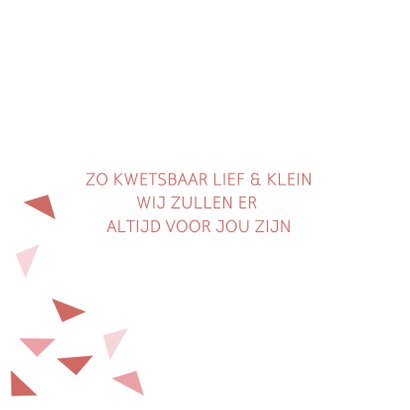 Geometrisch geboortekaartje roze driehoeken hip en modern 2