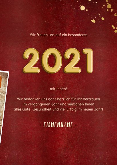 Geschäftliche Neujahrskarte Fotocollage & Goldlook 3