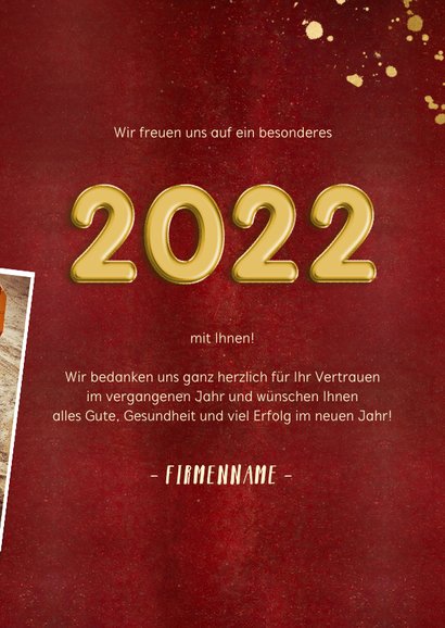 Geschäftliche Neujahrskarte Fotocollage & Goldlook 3