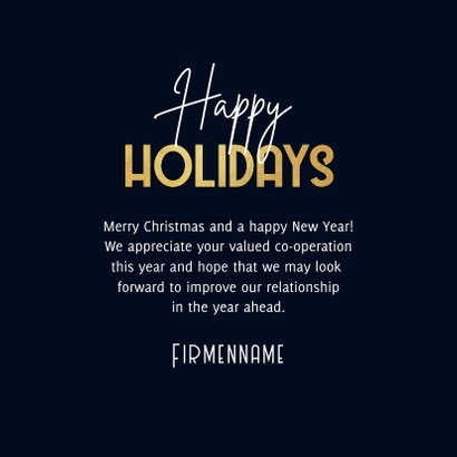 Geschäftliche Weihnachtskarte 'Happy Holidays' 3