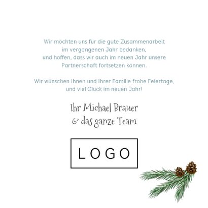 Geschäftliche Weihnachtskarte Holzschild & Schneeflocken 3