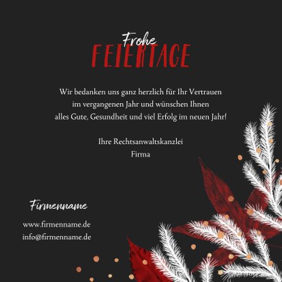 Geschäftliche Weihnachtskarte mit Tannenzweigen und Foto 3