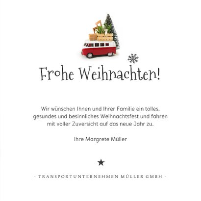 Geschäftliche Weihnachtskarte VW Bus Transportunternehmen 3