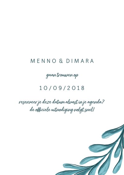 Geschilderde save the date kaart met bladeren 3