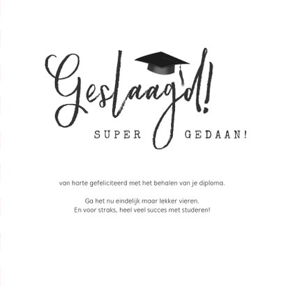 Geslaagd examen kaart met vlag en aanpasbare tekst 3