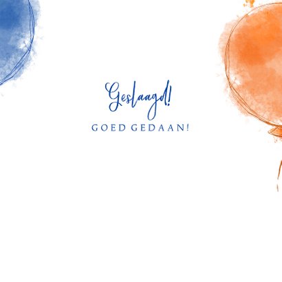 Geslaagd! Felicitatie rood oranje blauwe ballonnen  3