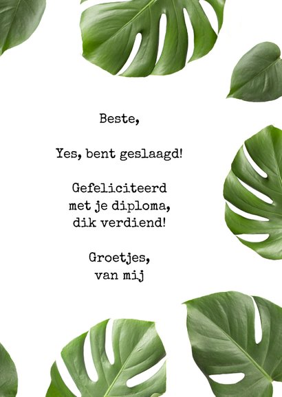 Geslaagd kaart Botanisch Yes you did it congrats 3