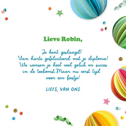 Geslaagd kaart confetti en feestversiering 3