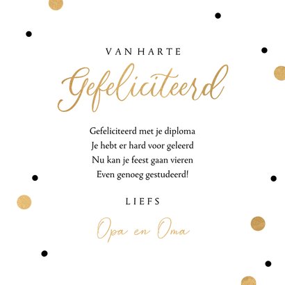 Geslaagd kaart confetti hoera trots op jou goud 3