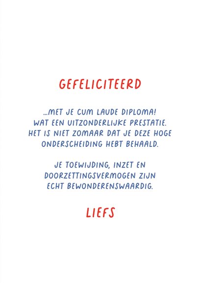 Geslaagd kaart gefeliciteerd petje af 'Cum Laude' diploma 3