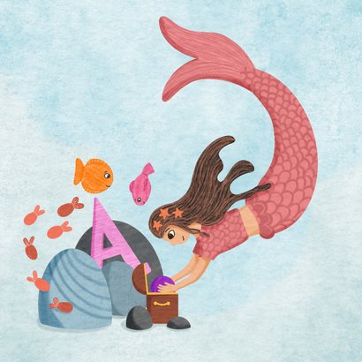 Geslaagd kaart meisje zeemeermin zwemdiploma A 2