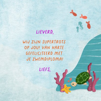 Geslaagd kaart meisje zeemeermin zwemdiploma B 3
