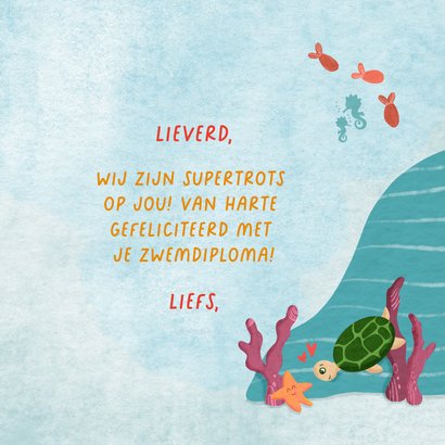 Geslaagd kaart meisje zeemeermin zwemdiploma C 3