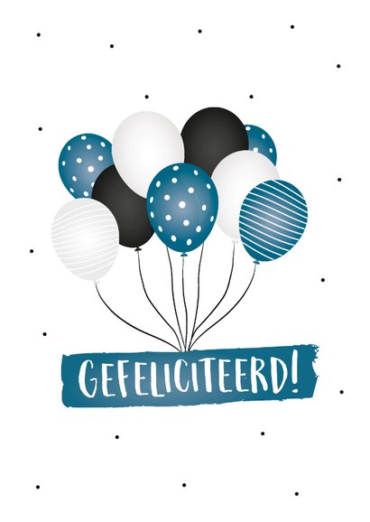 Geslaagd kaart met confetti, ballonnen en een hoed 2