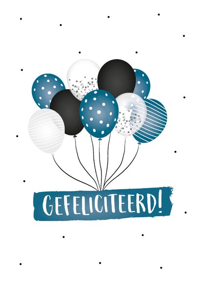 Geslaagd kaart met confetti, ballonnen en een hoed 2